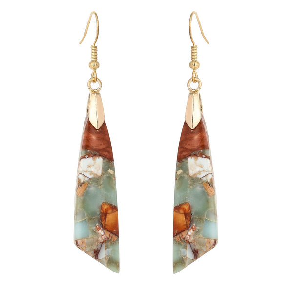 Natural Stone Long Drop Boho Earrings