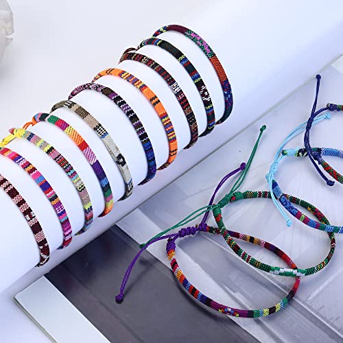 24 Pcs Boho Surfer Bracelet Anklet Adjustable Beaded Anklets Handmade Braided Bracelet Colorful Anklet Summer String Rope Ankle Bracelets Waterproof Surfer Beach Bracelet Boho Jewelry for Women Men
