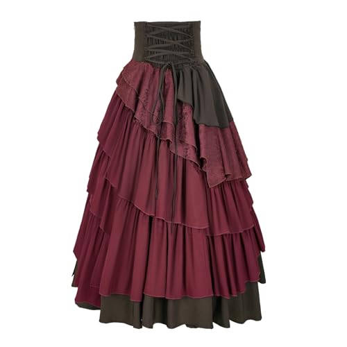 Women's Steampunk Skirt Gothic High Waisted Ruffle Pirate Skirt