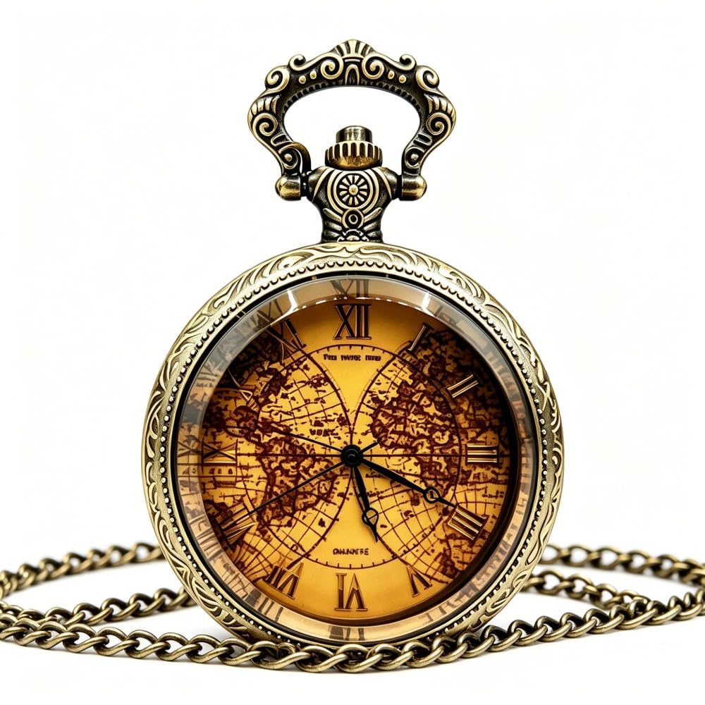Tea Colored Glass Double Earth Pocket Watch