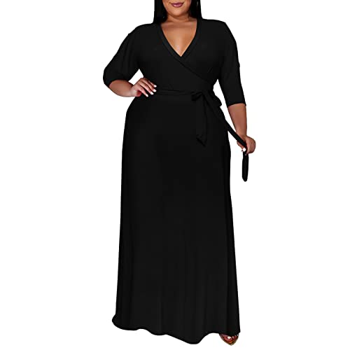 Nmoder Plus Size Maxi Dresses for Curvy Women -Summer Casual Long Fit Dress