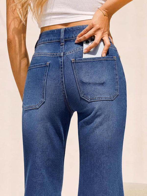 Flare Jeans For Women Frayed Hems Bell Bottom Jeans Mid High Waisted