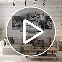 5-Piece Black & White Art Deco Landscape Canvas — Framed & Ready to Hang