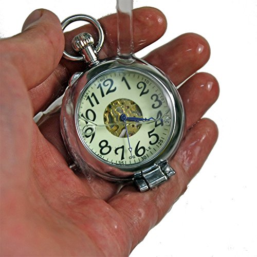 Waterproof Silver Skeleton Half-Hunter Pocket Watch