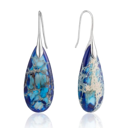 Stone Fishhook Dangle Drop Earrings