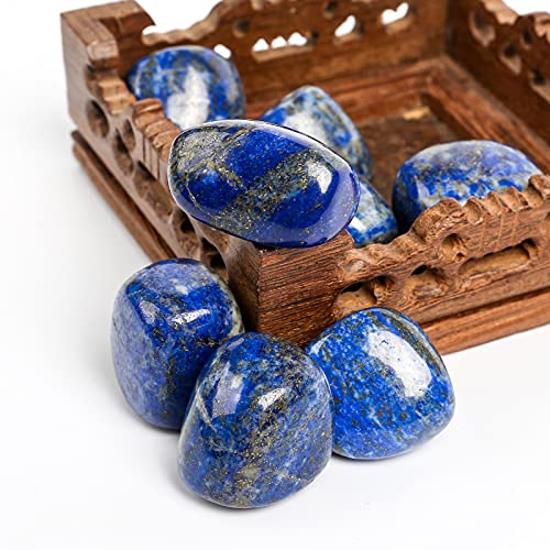 ZenQ 1/2 lb Tumbled Lapis Lazuli Stones for Wicca, Reiki, and Energy Crystal Healing, Natural Lapis Lazuli from Afghanistan