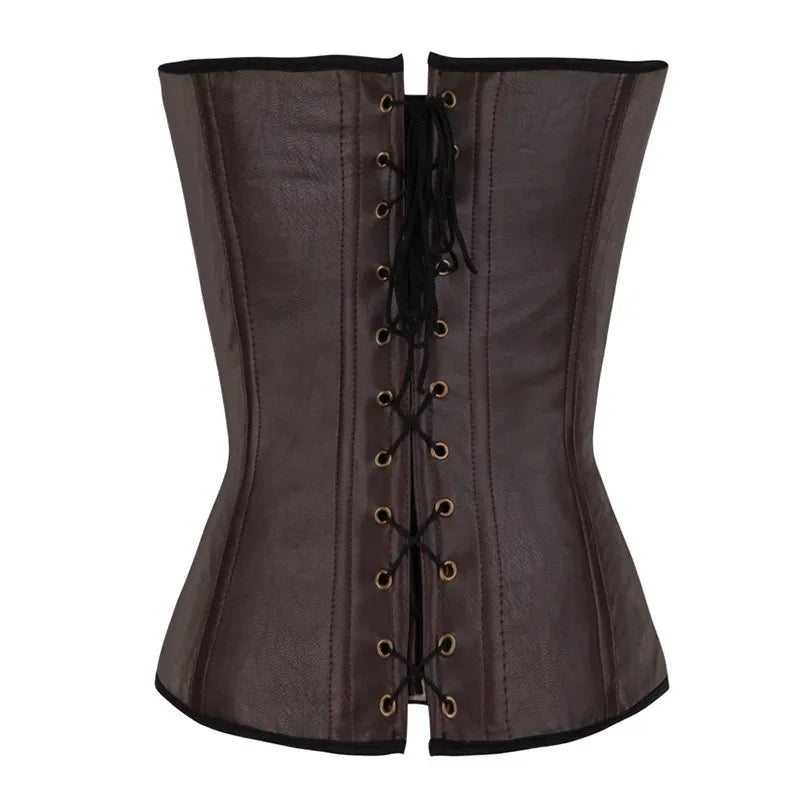 Halterneck Faux Leather Gothic Corset Top