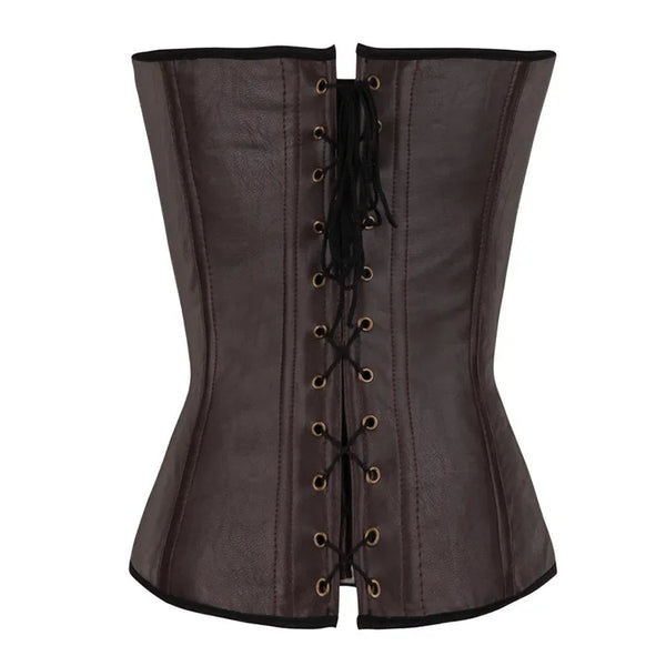 Halterneck Faux Leather Gothic Corset Top