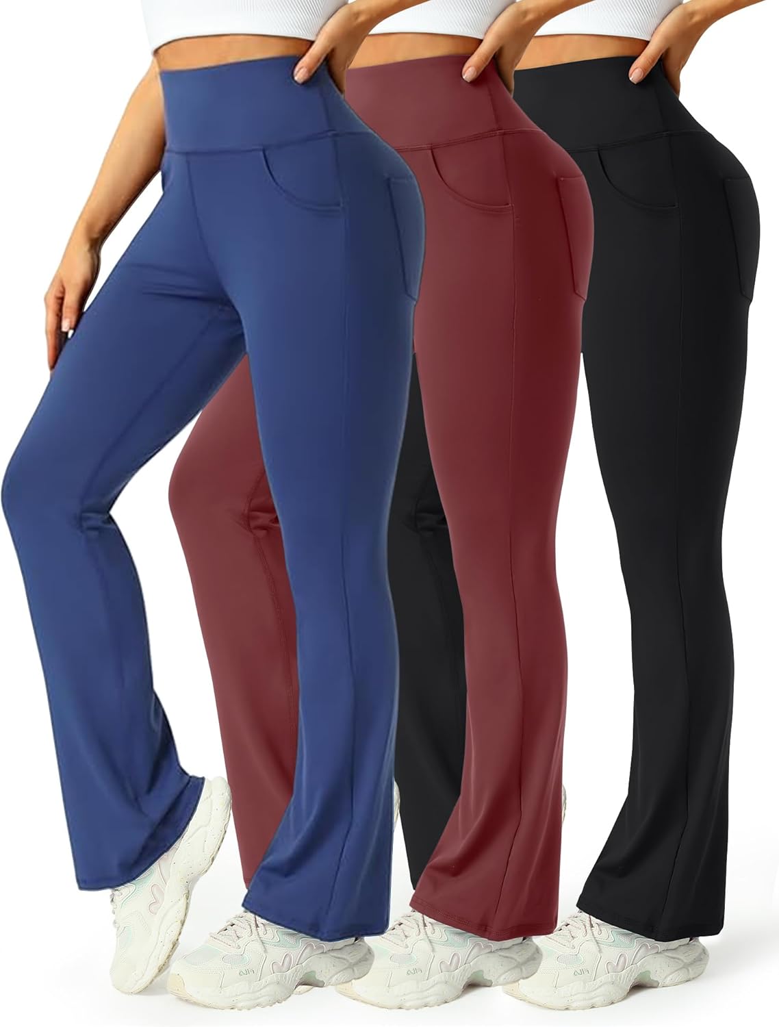 3 Packs Womens High Waist Flare Pants-flare Yoga Pants，yoga Pants