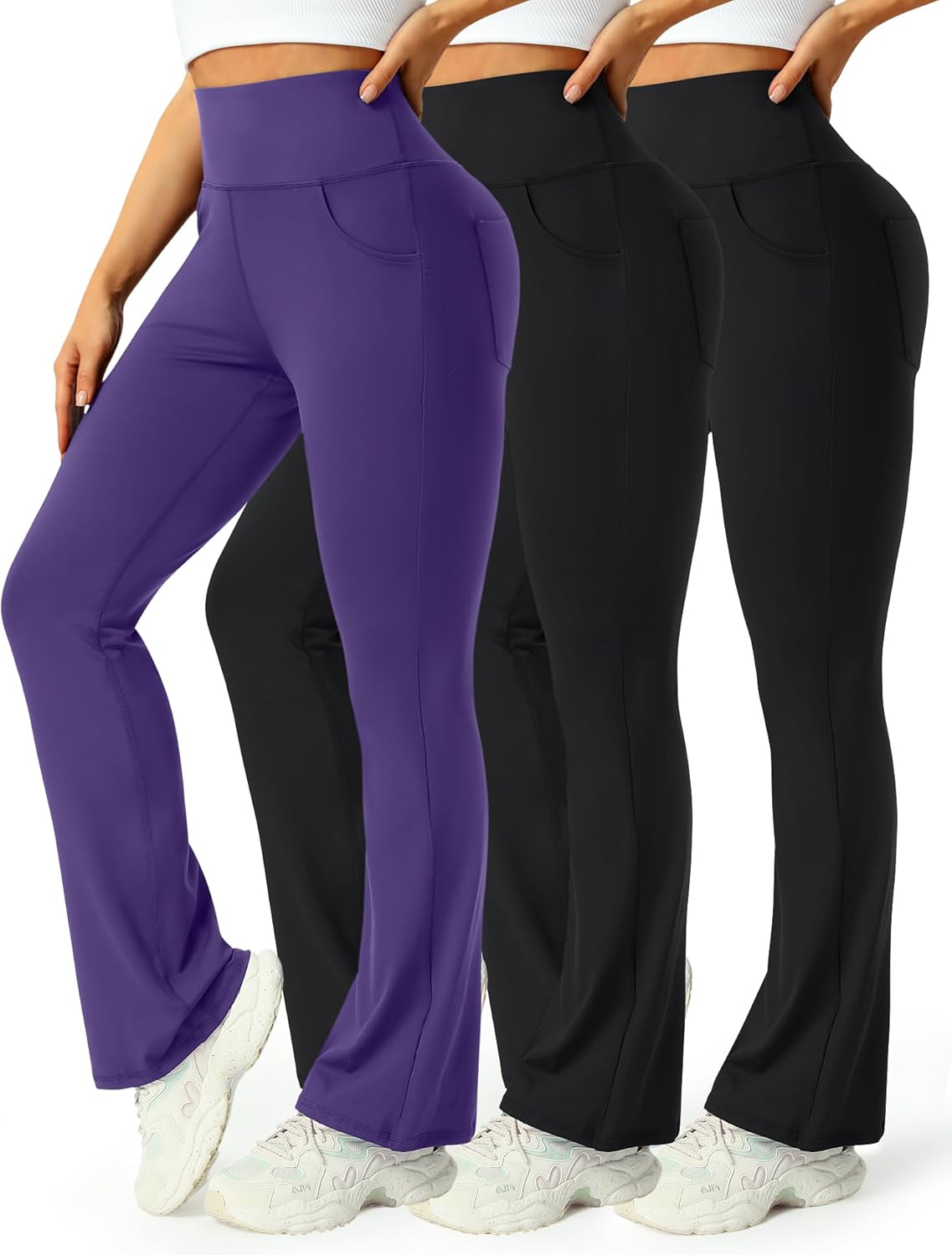 3 Packs Womens High Waist Flare Pants-flare Yoga Pants，yoga Pants