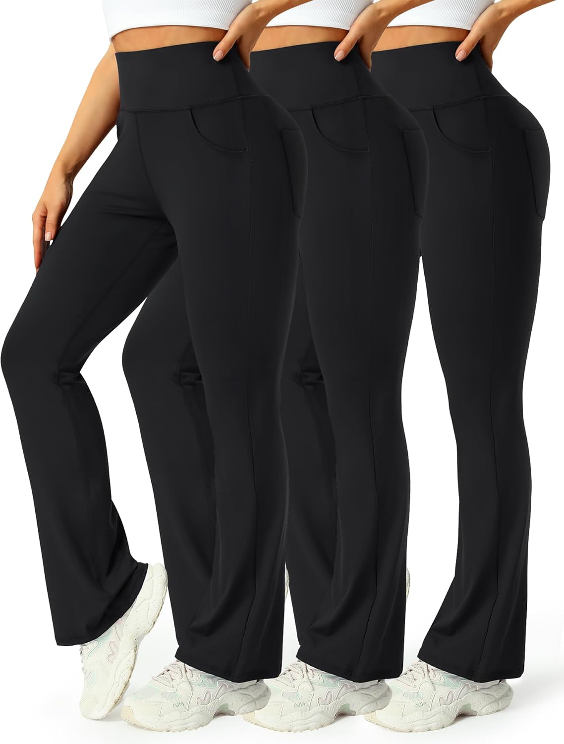 3 Packs Womens High Waist Flare Pants-flare Yoga Pants，yoga Pants