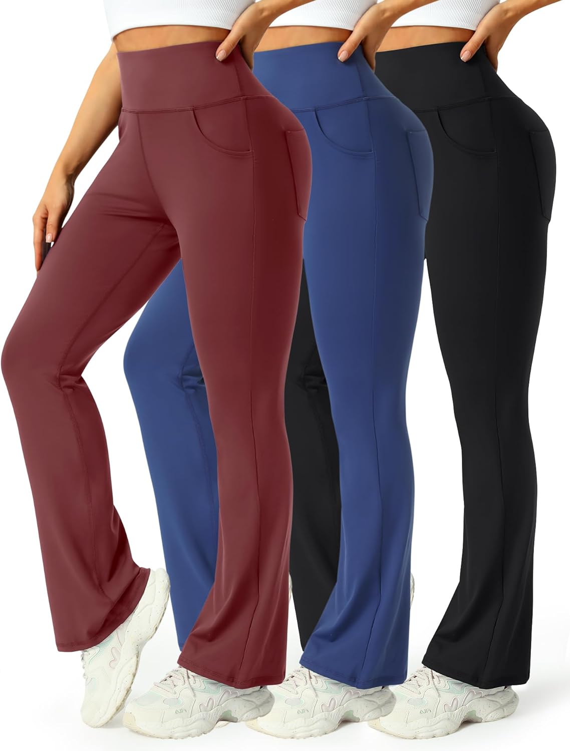 3 Packs Womens High Waist Flare Pants-flare Yoga Pants，yoga Pants