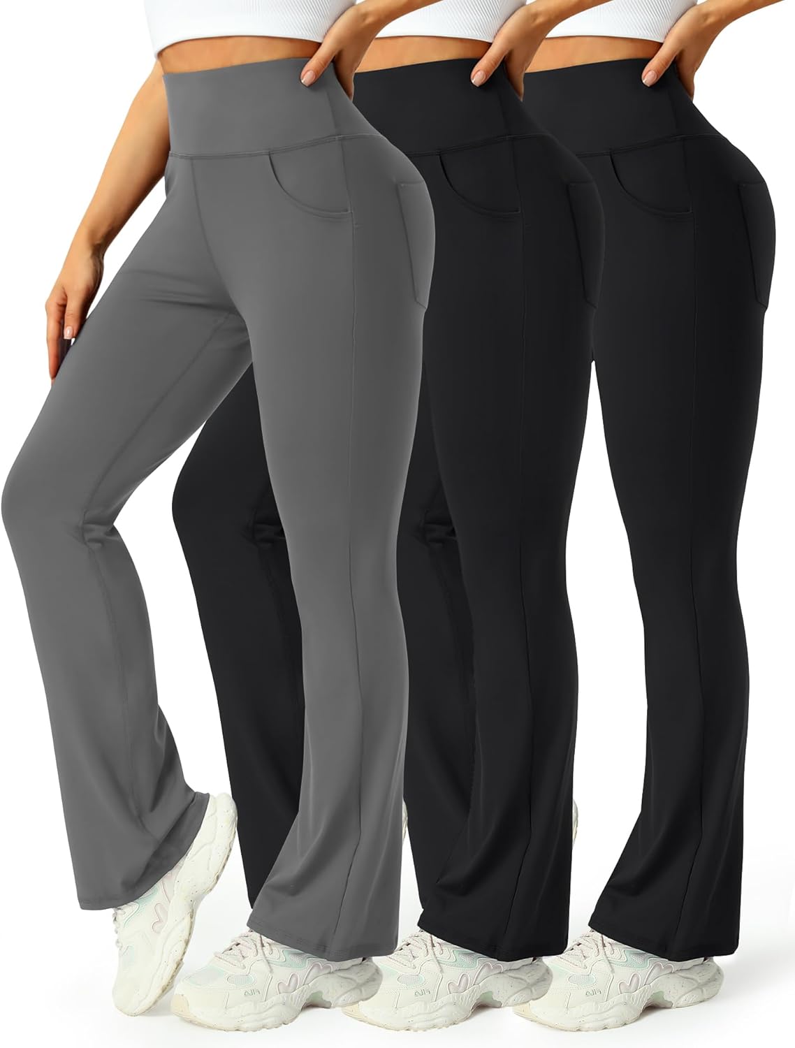 3 Packs Womens High Waist Flare Pants-flare Yoga Pants，yoga Pants