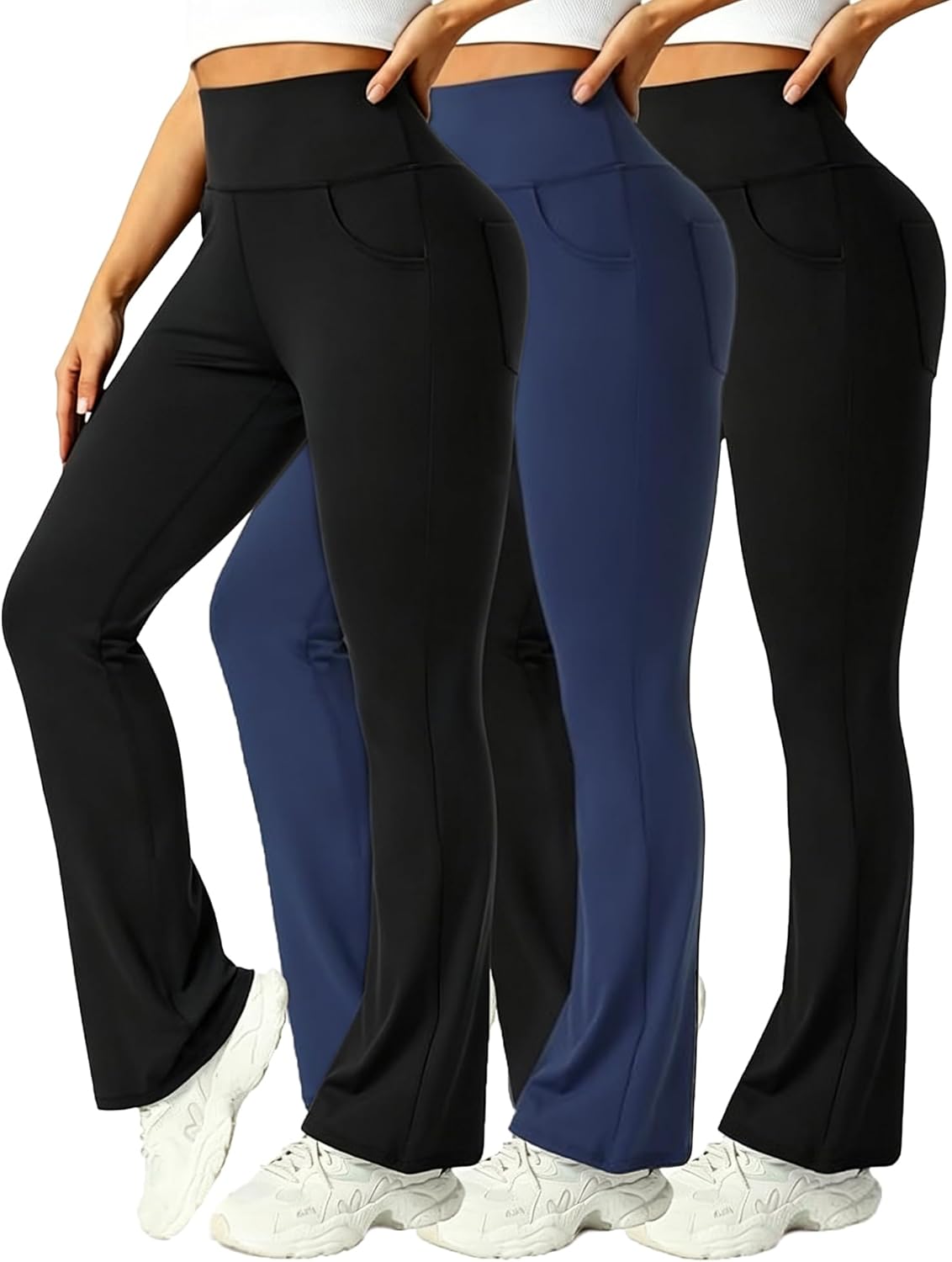 3 Packs Womens High Waist Flare Pants-flare Yoga Pants，yoga Pants