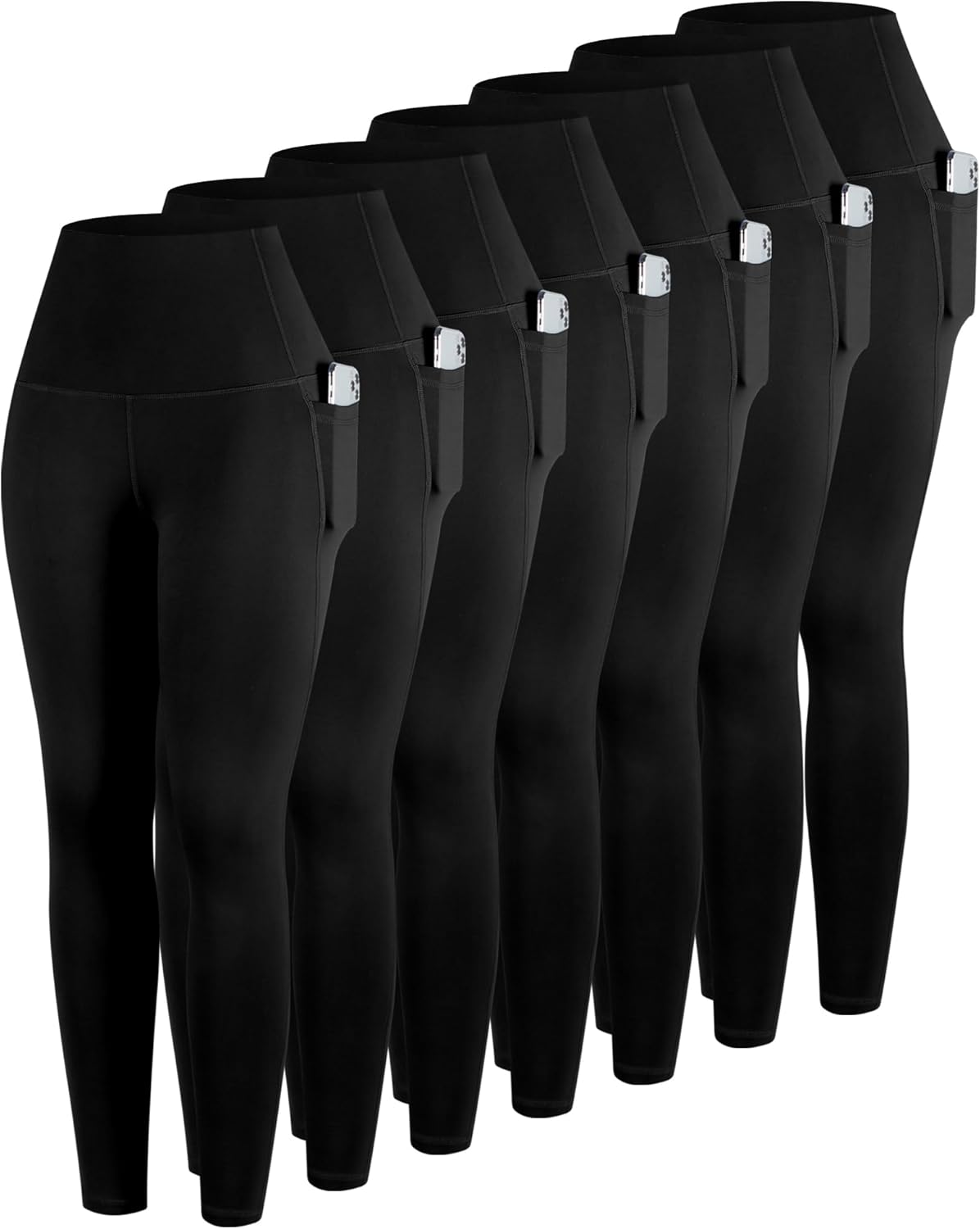 Leggings With Pockets For Women, 7 Packs High Waisted