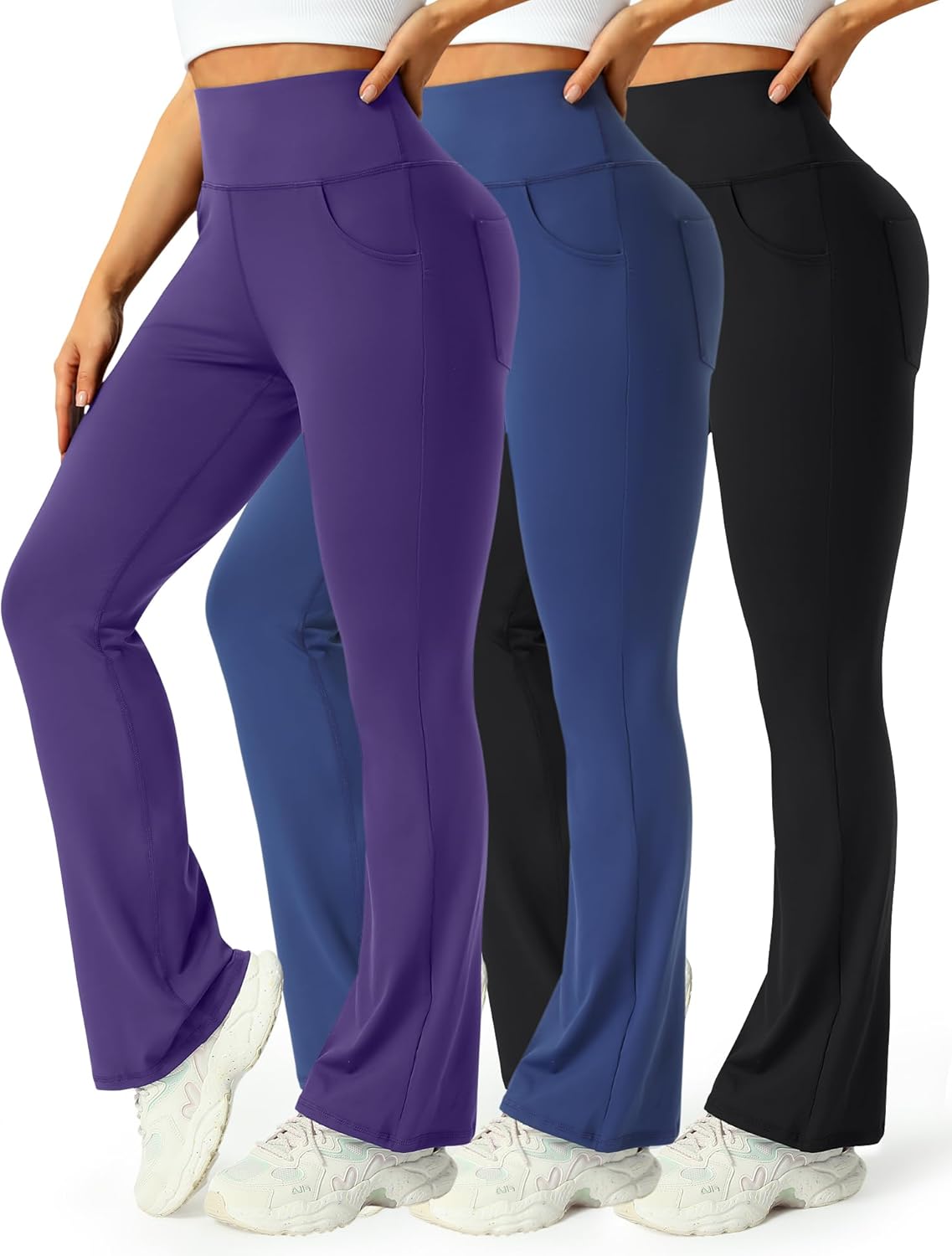 3 Packs Womens High Waist Flare Pants-flare Yoga Pants，yoga Pants