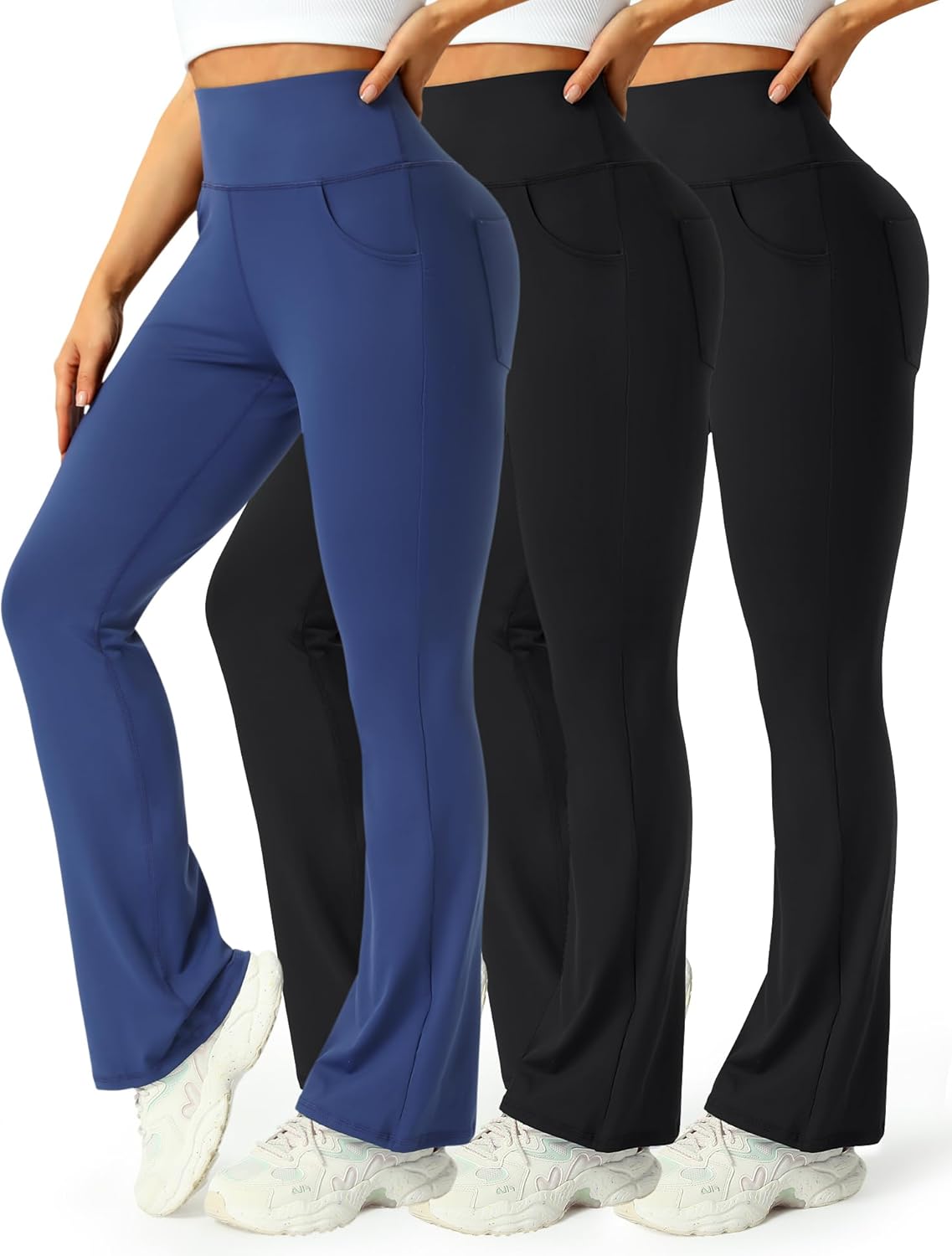 3 Packs Womens High Waist Flare Pants-flare Yoga Pants，yoga Pants