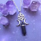 Triple Moon Goddess Crystal Wiccan Strong Pendant