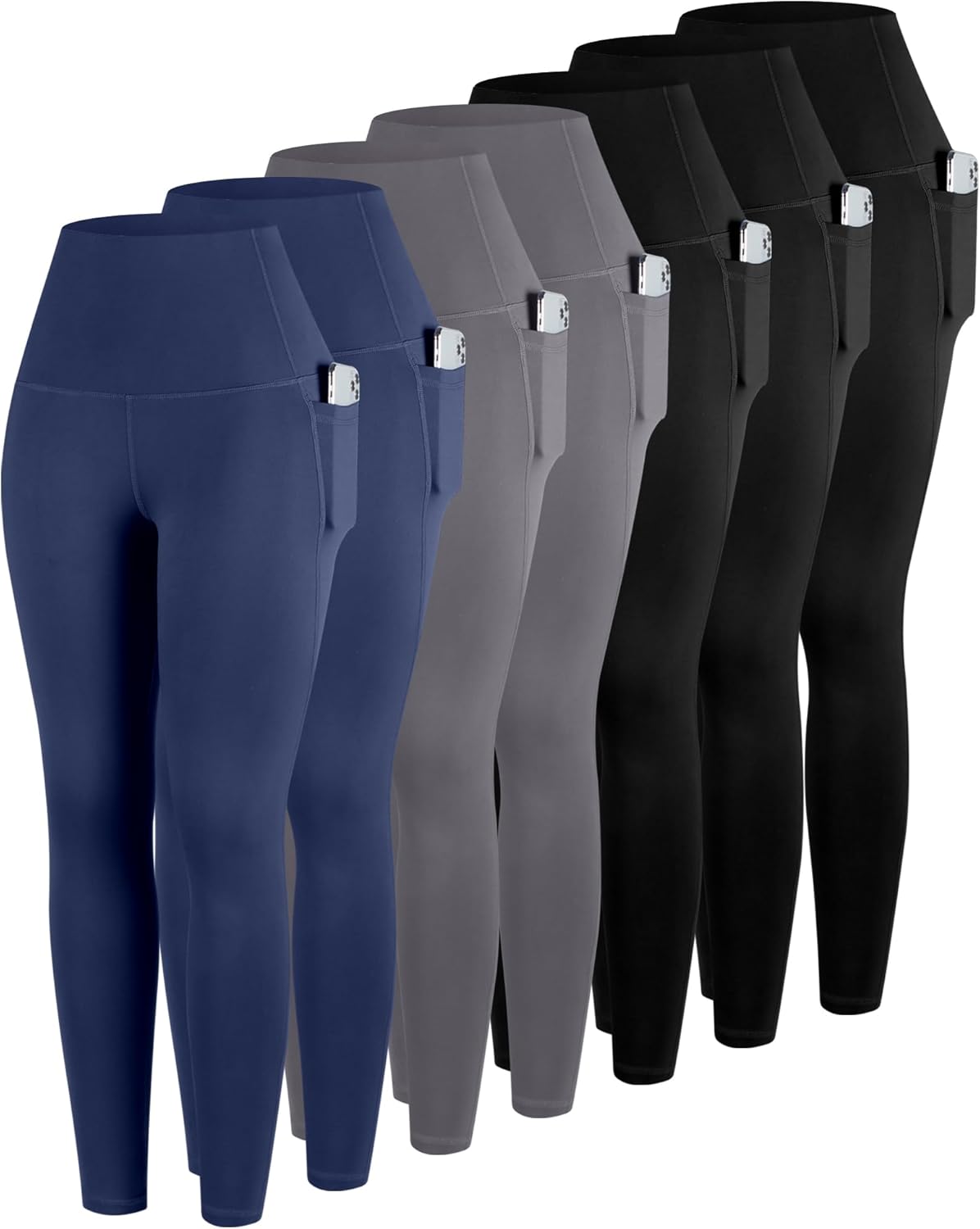 Leggings With Pockets For Women, 7 Packs High Waisted