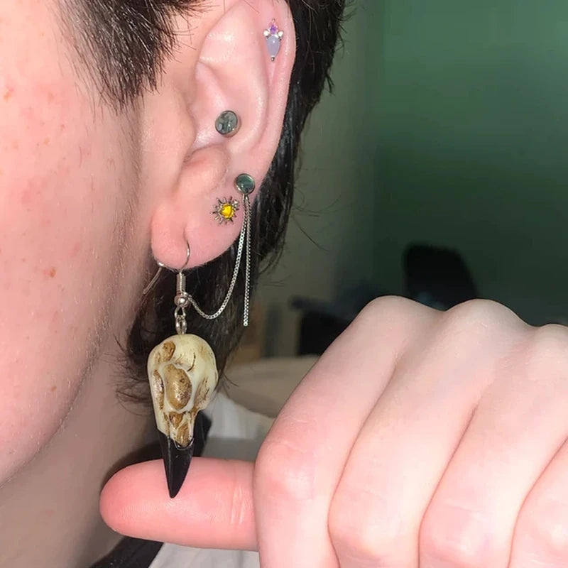 Raven Skull Earrings Secondary image