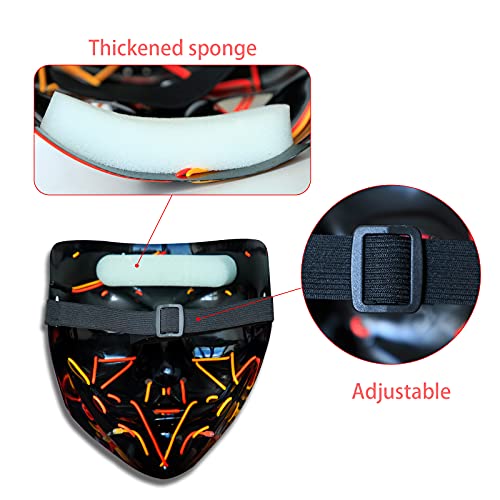 Poptrend Halloween Mask LED Light up Mask Scary mask for Festival Cosplay Halloween Costume Masquerade Parties,Carnival,Gift (2 PACK-B)