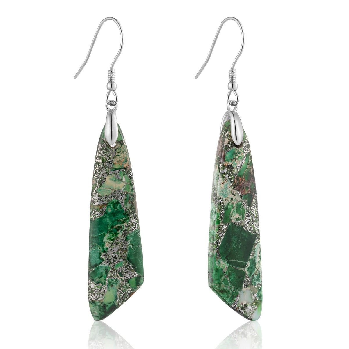 Jasper Stone Fishhook Drop Earrings