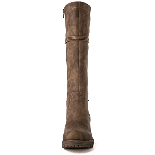 GLOBALWIN Women's Lace Up Back Knee High Fashion Boots