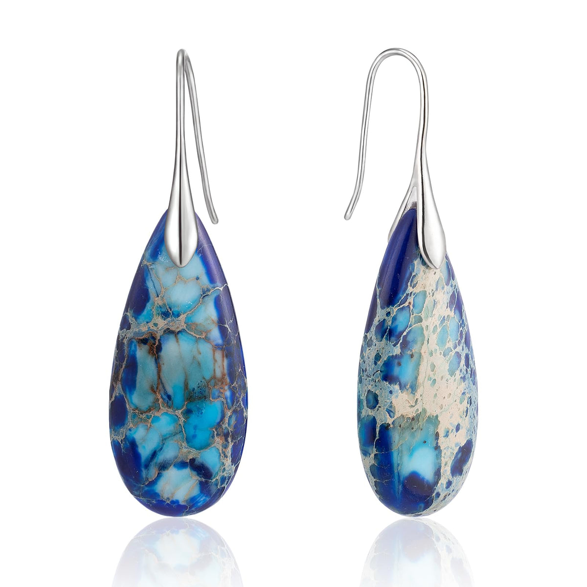 Stone Fishhook Dangle Drop Earrings