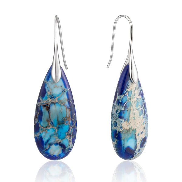 Stone Fishhook Dangle Drop Earrings