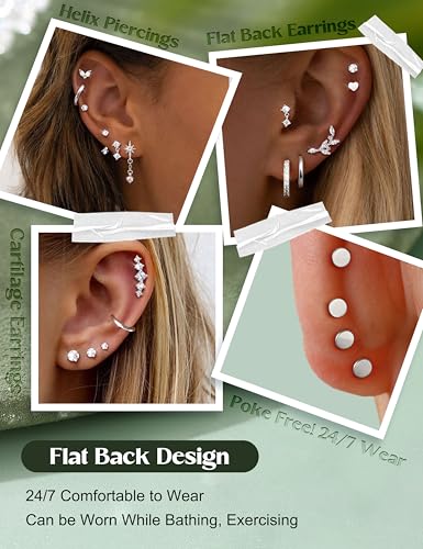 LOLIAS Hypoallergenic Flat Back Earrings-Cartilage Earring Stacks-Surgical Steel Earrings Secondary image