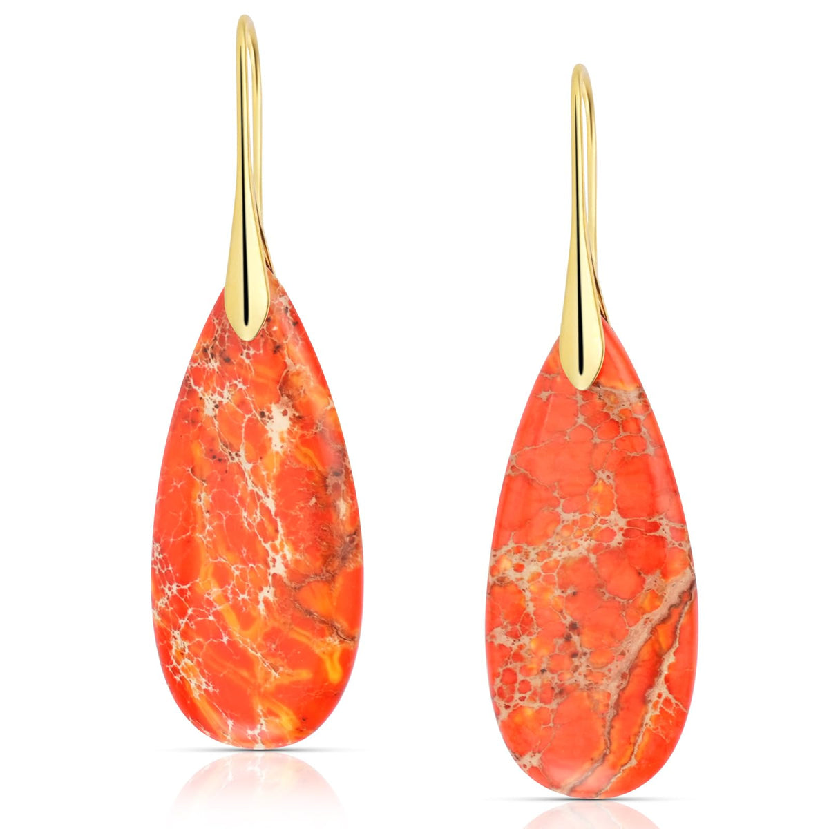 Chalcedony Stone Copper Teardrop Drop Earrings
