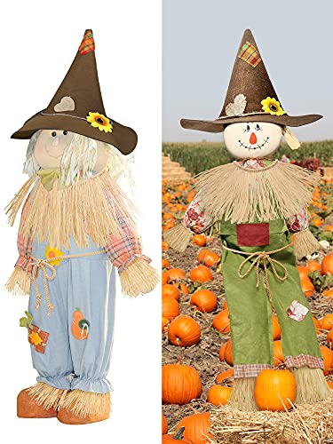 Geyoga 7 Pcs Scarecrow Costume Set Scarecrow Hat and Straw Kit