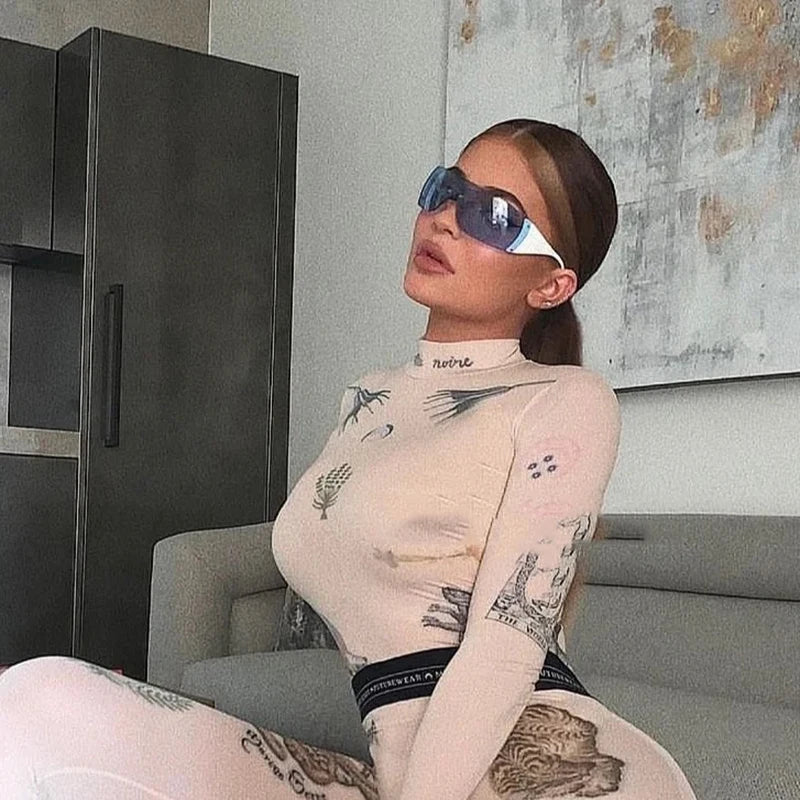 Rimless Rivet One-Piece Y2K Steampunk Sunglasses