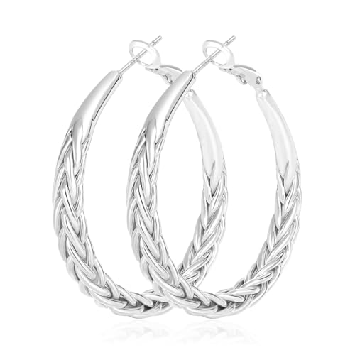 Sterling Silver Hoop Earrings Hypoallergenic Thick Silver Earrings