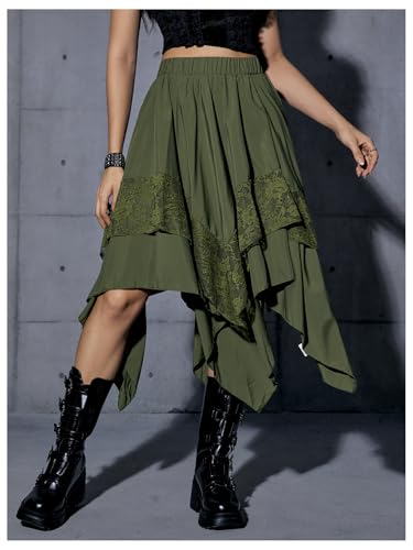 Verdusa Women's Renaissance Flowy Lace Asymmetrical Skirt Whimsical Clothes