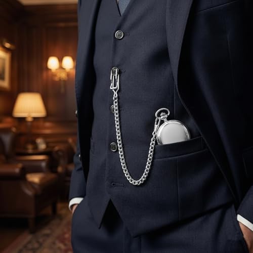 I-MART Smooth Vintage Pocket Watch with Chain