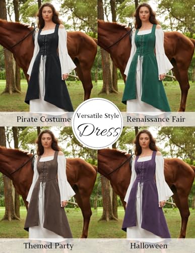 Scarlet Darkness Renaissnace Faire Costume Dress for Women Pirate Overdress