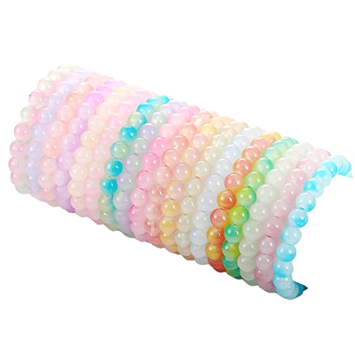 SAMOCO 18Pcs 8mm Glass Beaded Stretch Bracelets for Women