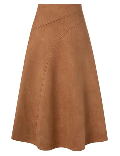2026 Women's Suede Skirts, High Waist A-Line Skirt, Fall Winter Midi Skirt Main image