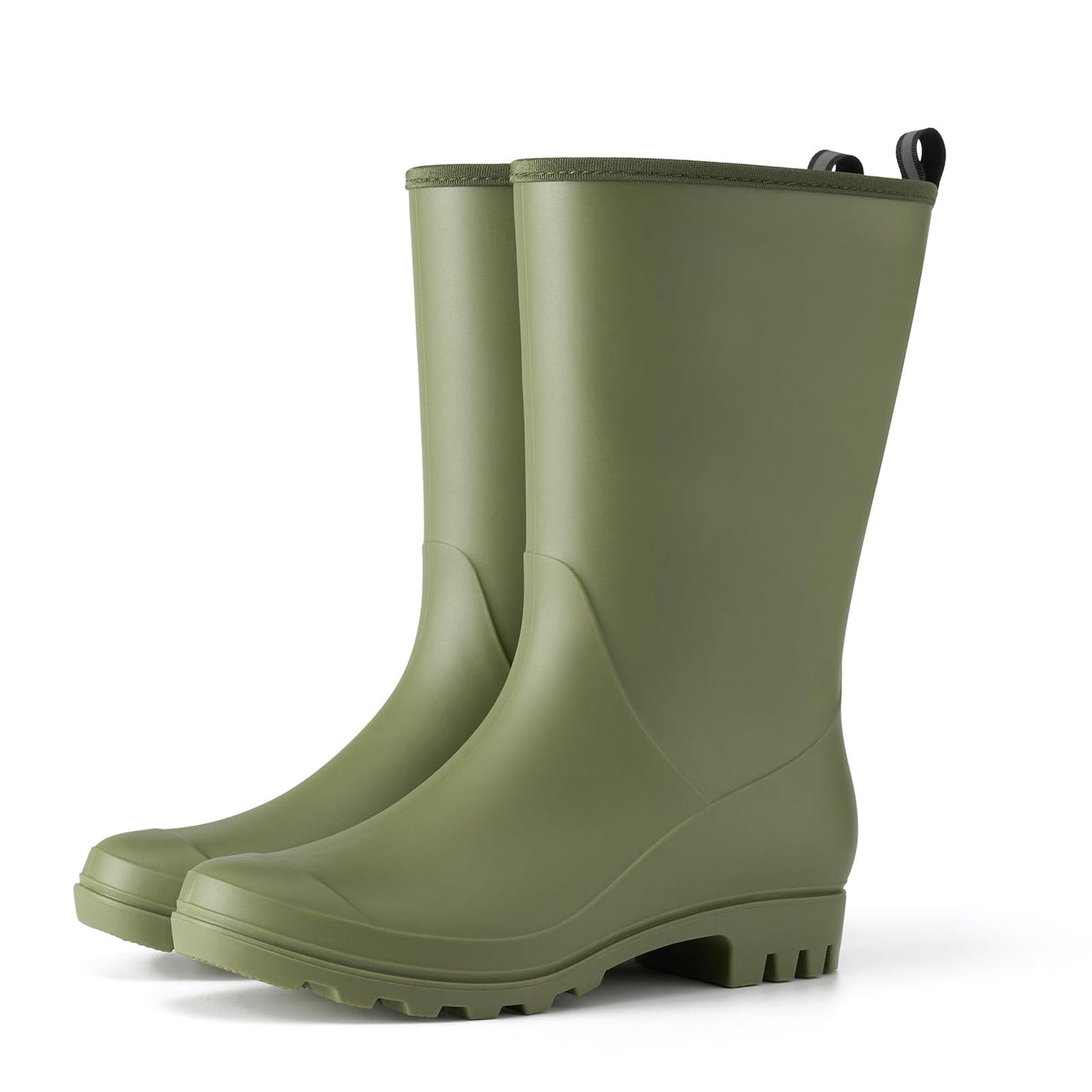 Hisea Women Rubber Boots Wide Calf Rain Boots Matte Surface Waterproof