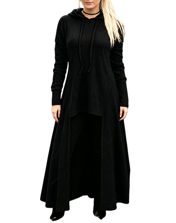 JMSUN Women Sweater Dress Hooded Costume High Low Drop Shoulder Longline Gothic Pullover Outfit
