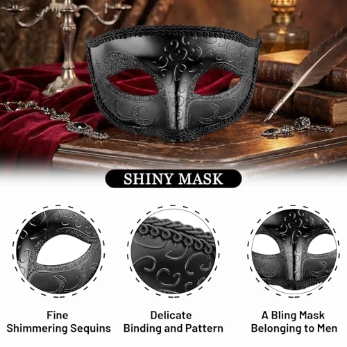 Erythem Masquerade Mask for Men, Venetian Style Masquerade Ball Mask for Halloween Costume Party Mardi Gras