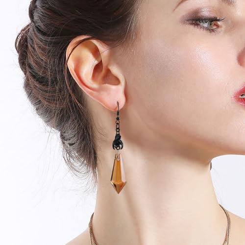 Gothic Dark Bat Dangle Earrings Red Black Crystal Gems Bat Earrings Punk Rock Style Bats Animal Earrings Halloween Costumes Earrings Jewelry for Women