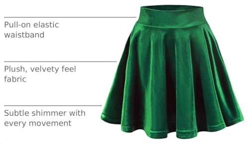 Urban CoCo Women's Crushed Velvet Mini Skater Skirt Pleated Stretchy A-Line