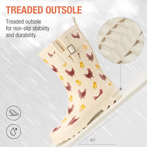 Rubber Mid-calf Rain Boots For Women, Waterproof Insulated