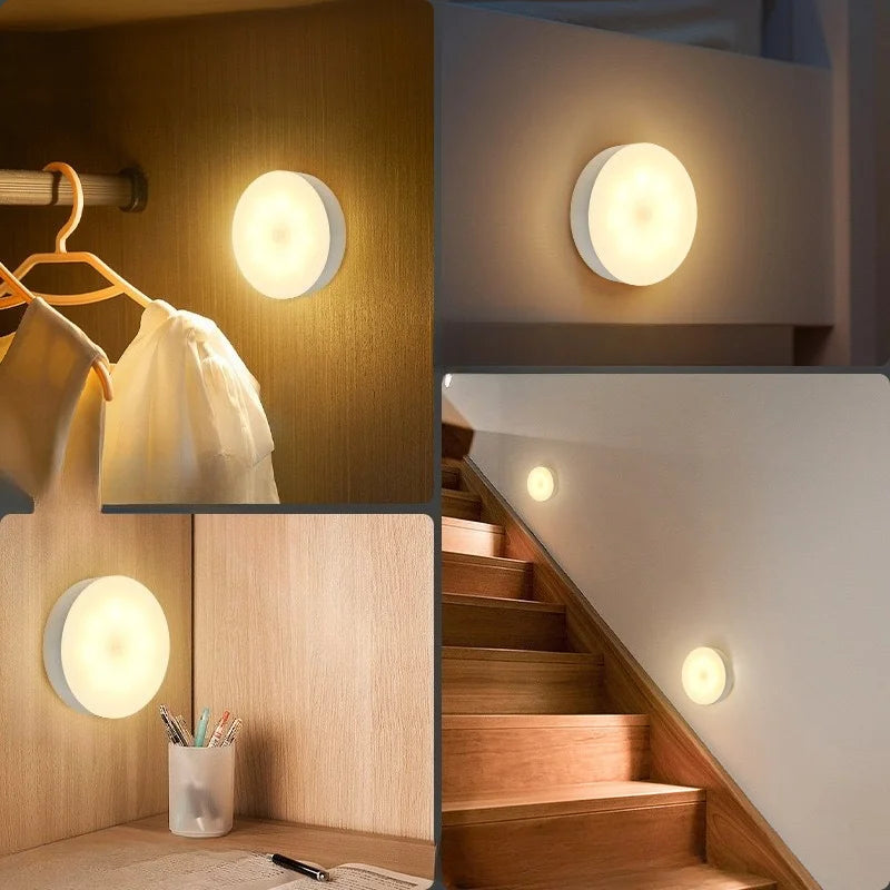 LED Smart Human Body Sensor Night Lamp Emergency Automatic Lighting USB Charging Wireless Magenti...