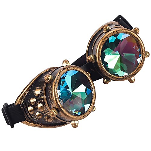 Spiked Kaleidoscope Rainbow Crystal Rave Goggles