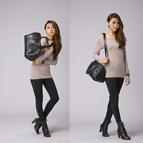 Women Skull Handbag — Large Capacity Gothic Studded Shoulder Bag
