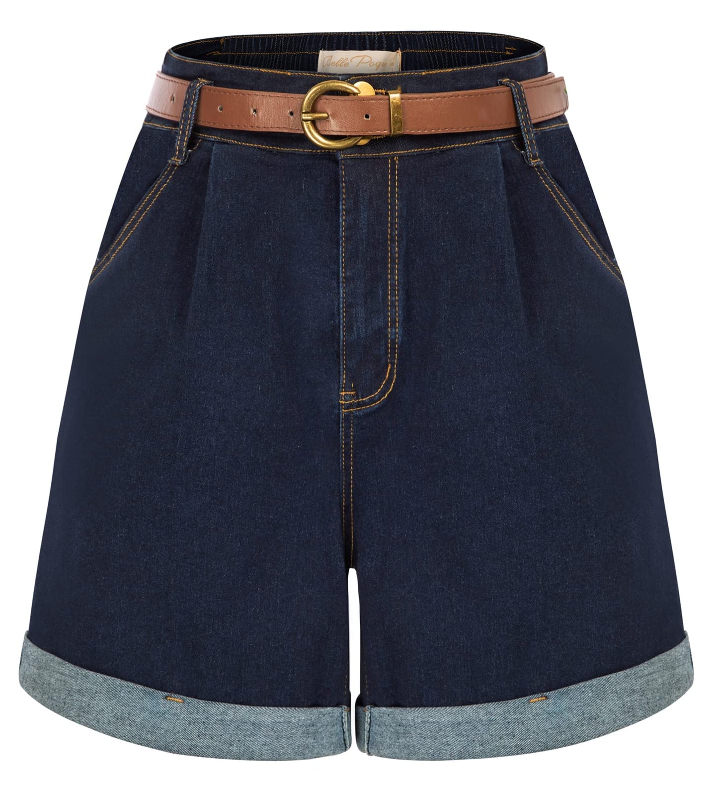 High-Waisted Wide-Leg Denim Shorts with Pockets