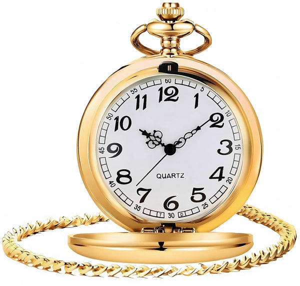 Smooth Vintage Pocket Watch with Chain